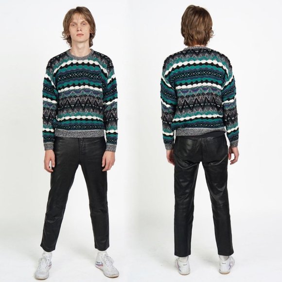 Y2K Striped Coogi Ribbon Multicolor Crew Neck Sweater - Picture 3 of 3